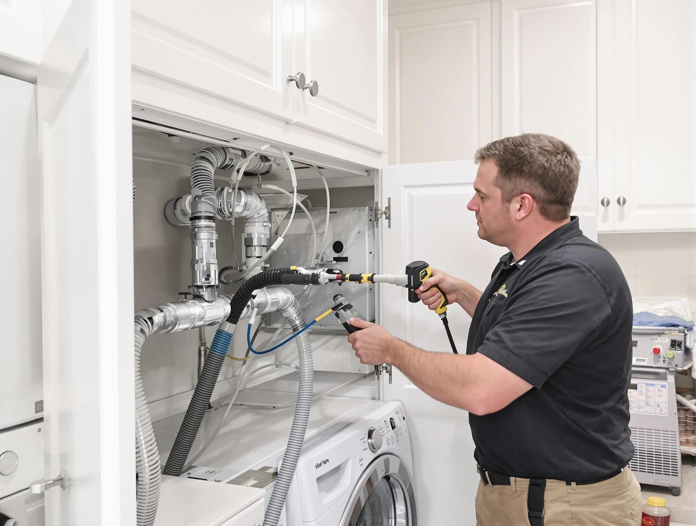 Gilbert Dryer Vent Cleaning professional removing severe blockage from a clogged dryer vent in Gilbert