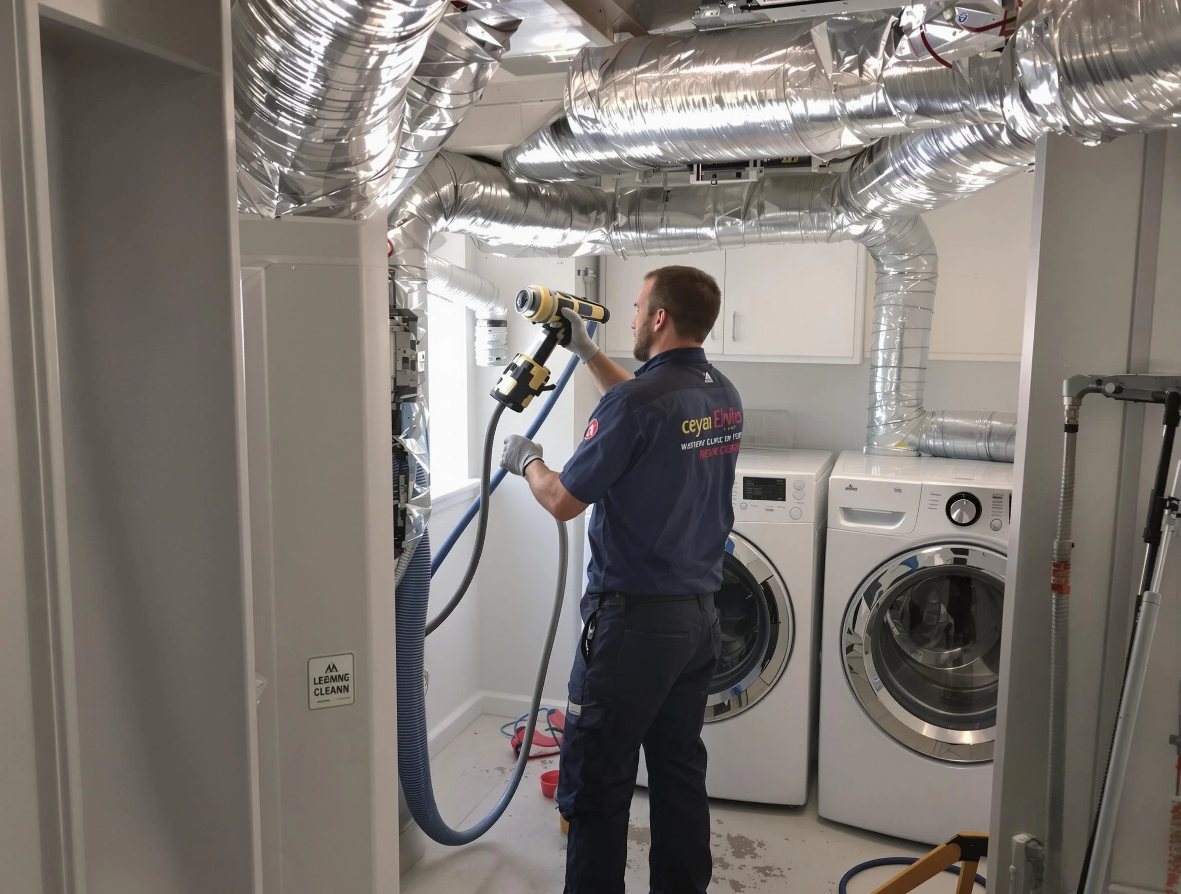 Gilbert Dryer Vent Cleaning specialist using advanced equipment for thorough duct cleaning in Gilbert