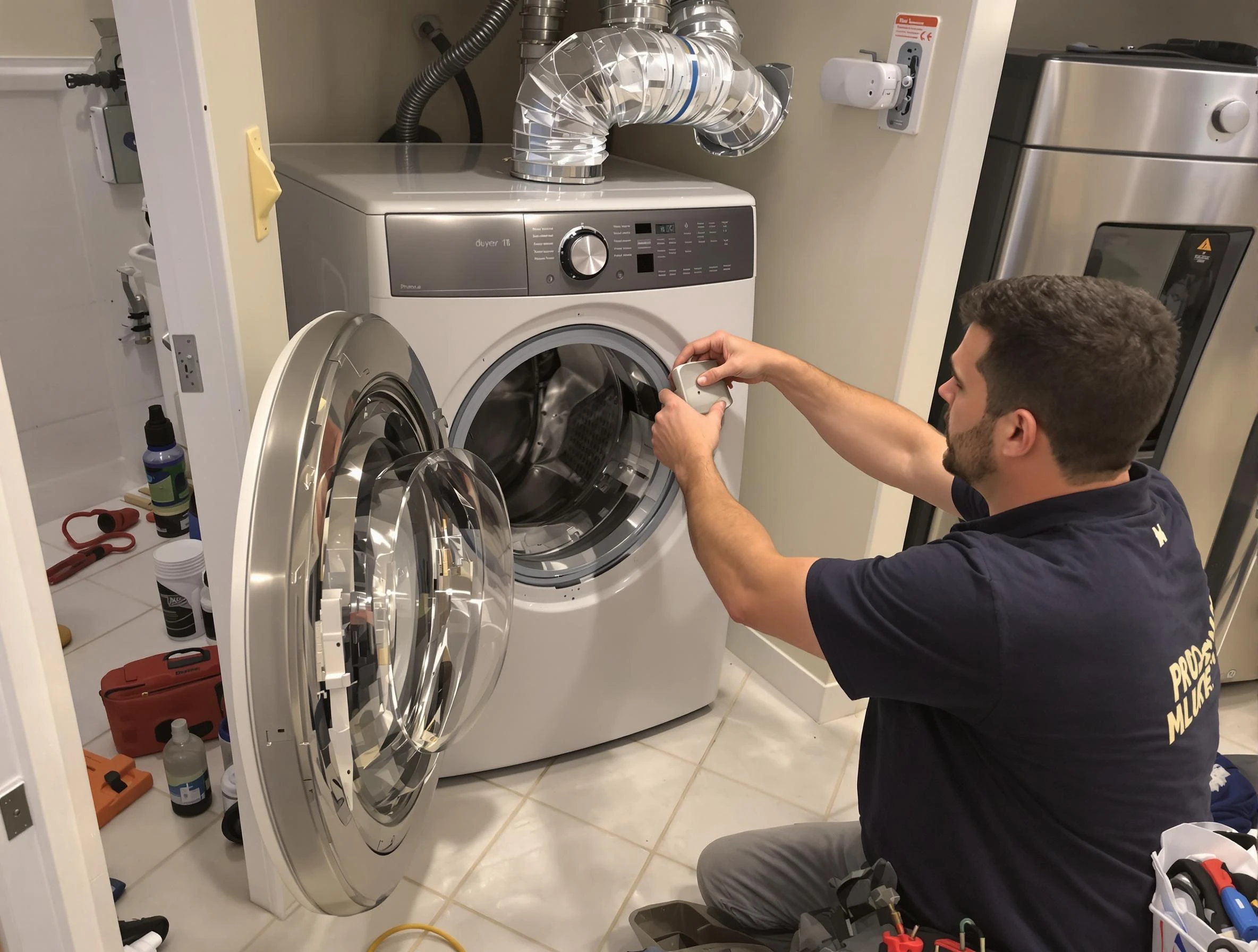 Gilbert Dryer Vent Cleaning technician performing precise dryer vent hose installation in Gilbert