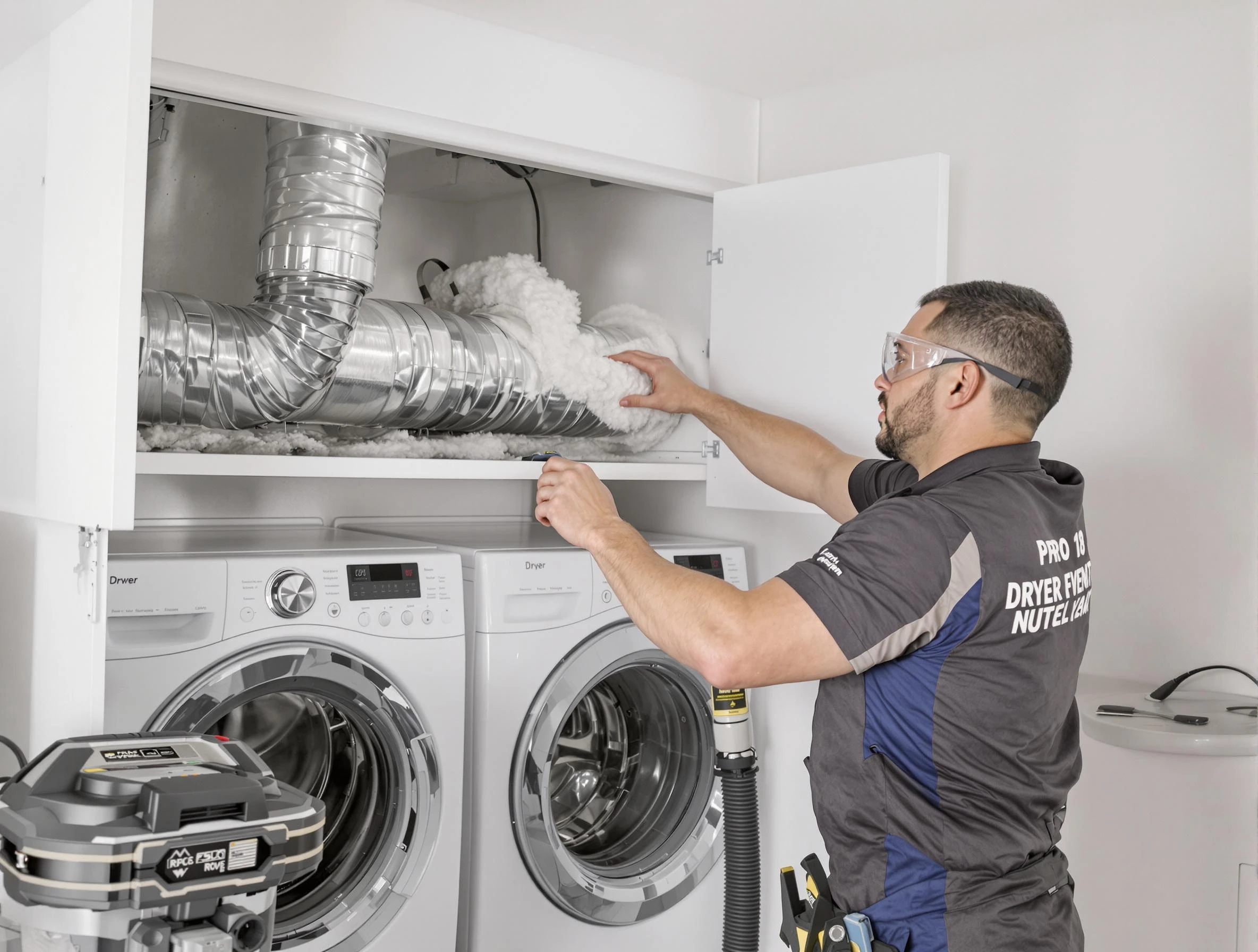 Gilbert Dryer Vent Cleaning certified technician performing specialized gas dryer vent cleaning in Gilbert