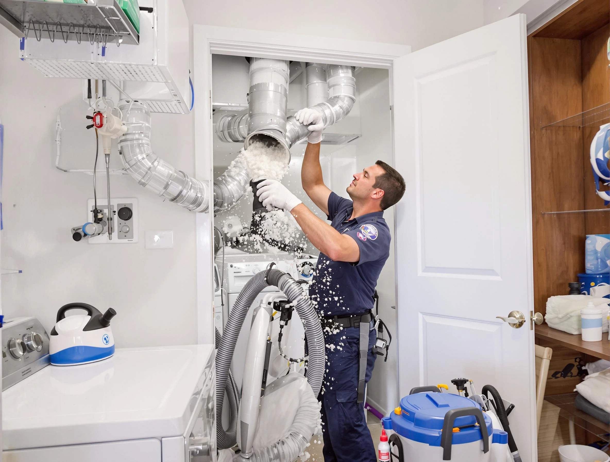 Gilbert Dryer Vent Cleaning technician delivering thorough residential dryer vent cleaning service in Gilbert